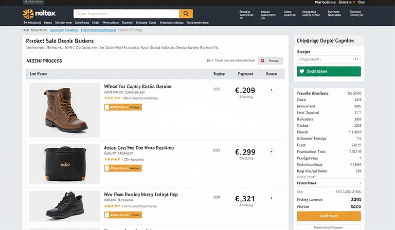 E-commerce website interface