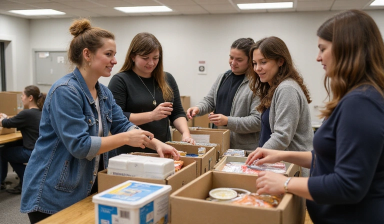 Nonprofit volunteers working