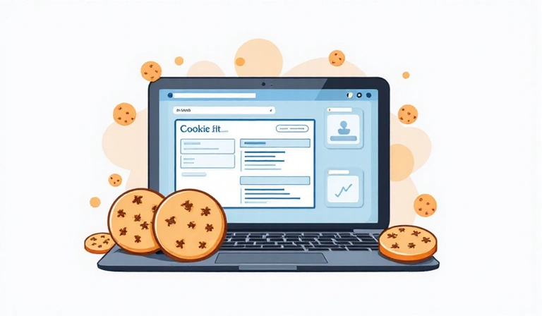 Illustration of cookies on a website