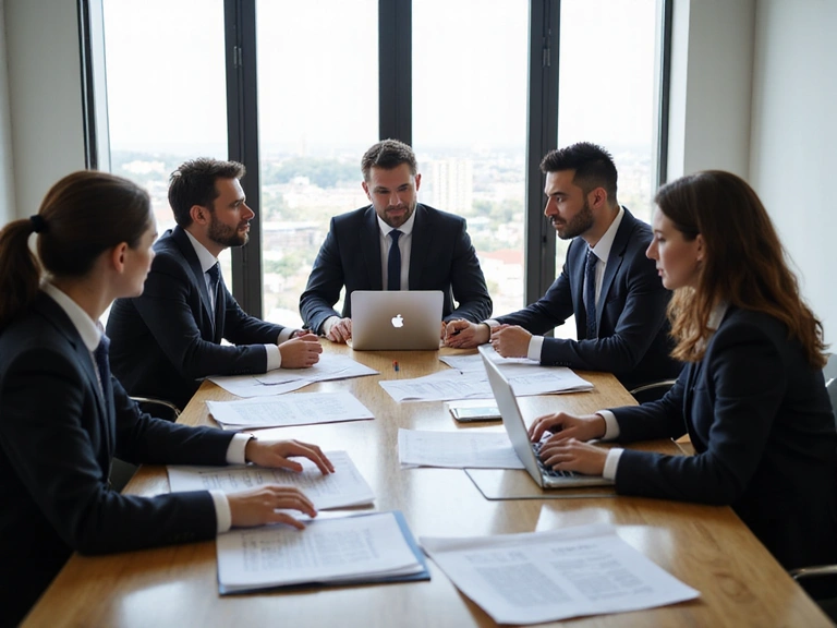 Legal team discussing business strategy